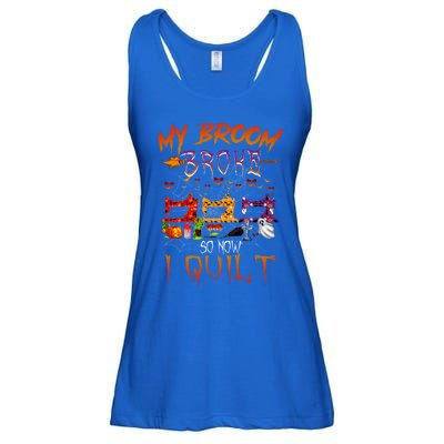 My Broom Broke So Now I Quilt Halloween Funny Gift Ladies Essential Flowy Tank