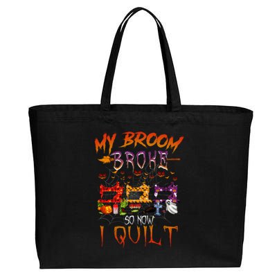 My Broom Broke So Now I Quilt Halloween Funny Gift Cotton Canvas Jumbo Tote