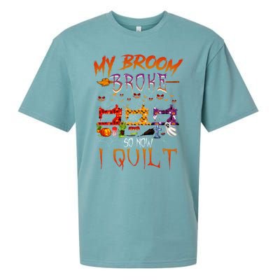 My Broom Broke So Now I Quilt Halloween Funny Gift Sueded Cloud Jersey T-Shirt