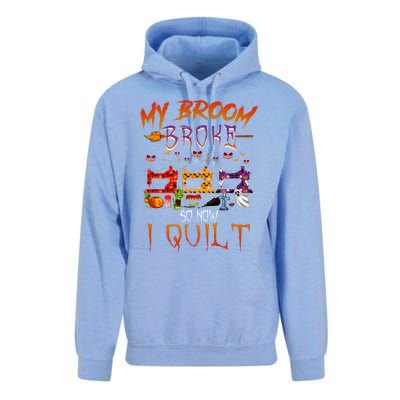 My Broom Broke So Now I Quilt Halloween Funny Gift Unisex Surf Hoodie