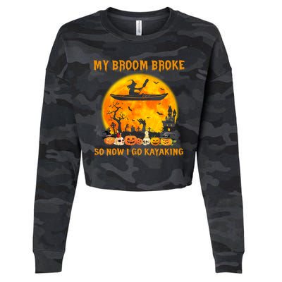 My Broom Broke So Now I Go Kayaking Halloween Kayak Cropped Pullover Crew