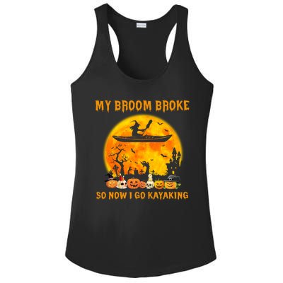 My Broom Broke So Now I Go Kayaking Halloween Kayak Ladies PosiCharge Competitor Racerback Tank