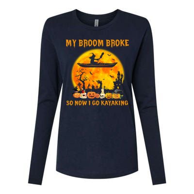 My Broom Broke So Now I Go Kayaking Halloween Kayak Womens Cotton Relaxed Long Sleeve T-Shirt