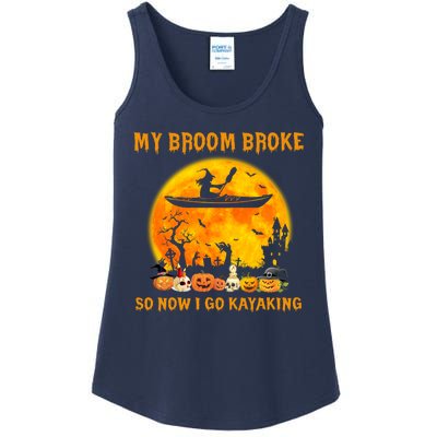 My Broom Broke So Now I Go Kayaking Halloween Kayak Ladies Essential Tank