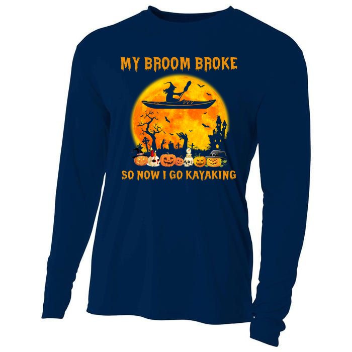 My Broom Broke So Now I Go Kayaking Halloween Kayak Cooling Performance Long Sleeve Crew