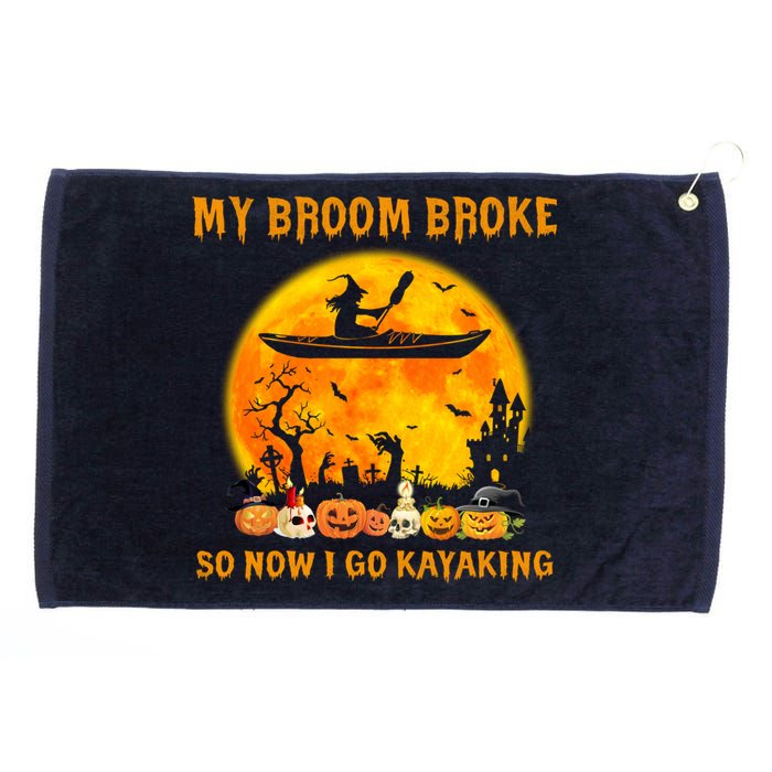 My Broom Broke So Now I Go Kayaking Halloween Kayak Grommeted Golf Towel