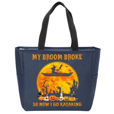 My Broom Broke So Now I Go Kayaking Halloween Kayak Zip Tote Bag