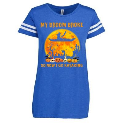 My Broom Broke So Now I Go Kayaking Halloween Kayak Enza Ladies Jersey Football T-Shirt