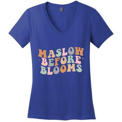 Maslow Before Blooms Special Education Sped School Psych Gift Women's V-Neck T-Shirt