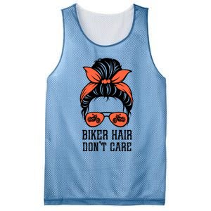 Messy Bun Bike Lovers Biker Hair Don't Care Funny Gift Mesh Reversible Basketball Jersey Tank