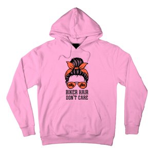 Messy Bun Bike Lovers Biker Hair Don't Care Funny Gift Hoodie