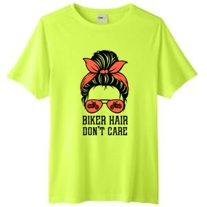 Messy Bun Bike Lovers Biker Hair Don't Care Funny Gift Tall Fusion ChromaSoft Performance T-Shirt