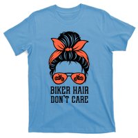 Messy Bun Bike Lovers Biker Hair Don't Care Funny Gift T-Shirt