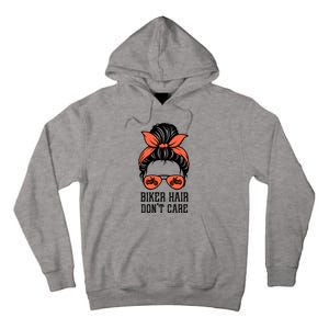 Messy Bun Bike Lovers Biker Hair Don't Care Funny Gift Tall Hoodie