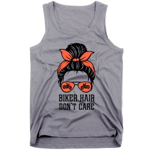 Messy Bun Bike Lovers Biker Hair Don't Care Funny Gift Tank Top