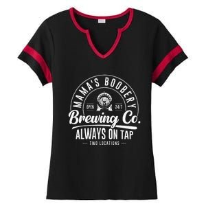 MamaS Boobery Brewing Co New Mom Breastfeeding Funny Ladies Halftime Notch Neck Tee