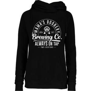 MamaS Boobery Brewing Co New Mom Breastfeeding Funny Womens Funnel Neck Pullover Hood