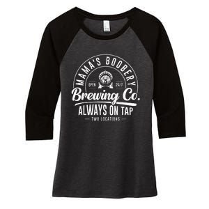 MamaS Boobery Brewing Co New Mom Breastfeeding Funny Women's Tri-Blend 3/4-Sleeve Raglan Shirt