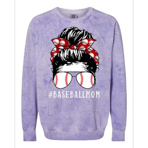 Messy Bun Baseball Mom Colorblast Crewneck Sweatshirt