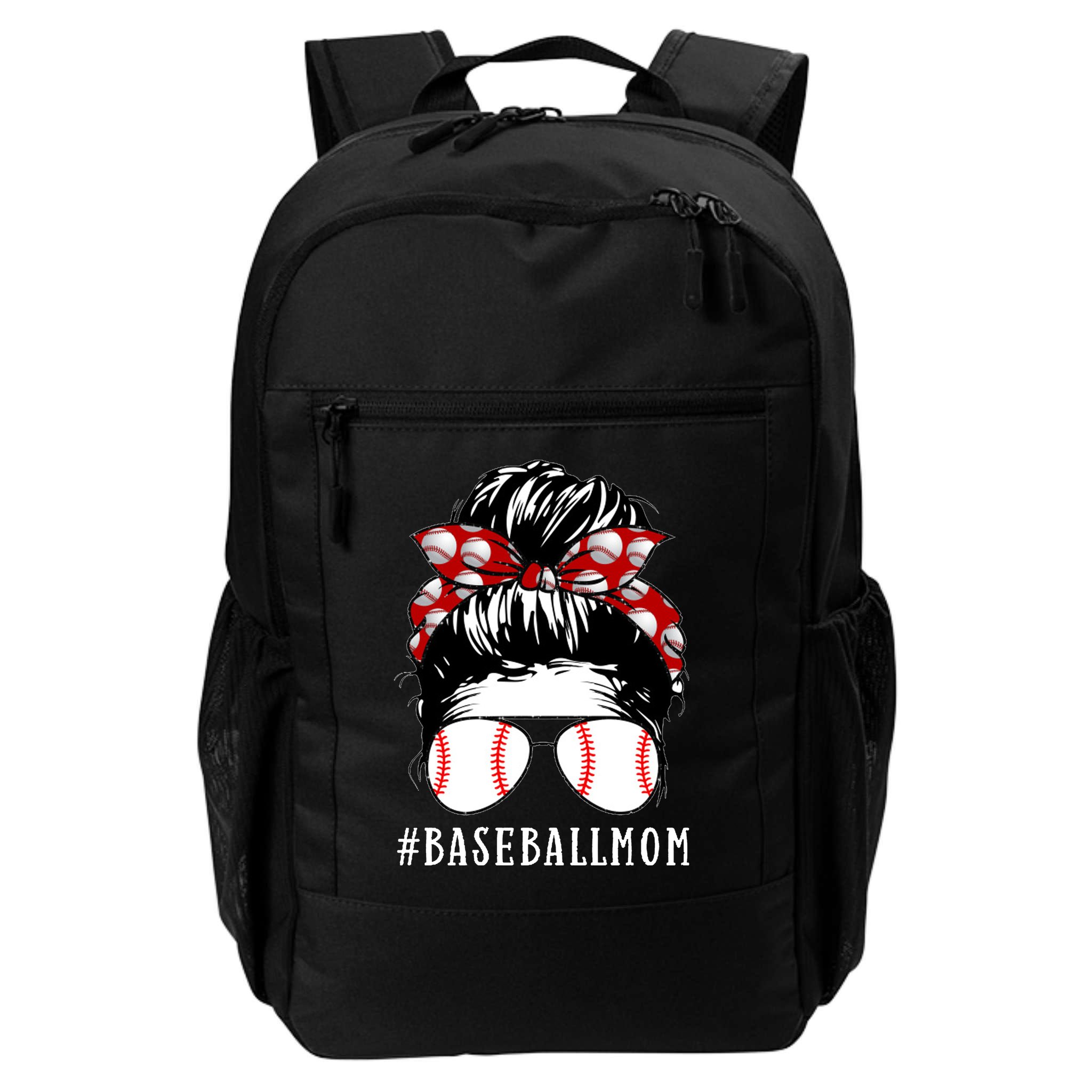 Messy Bun Baseball Mom Backpack