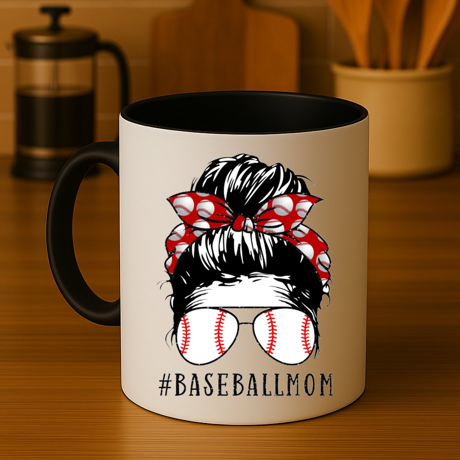 Messy Bun Baseball Mom Mug