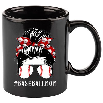 Messy Bun Baseball Mom 11oz C Handle Ceramic Mug