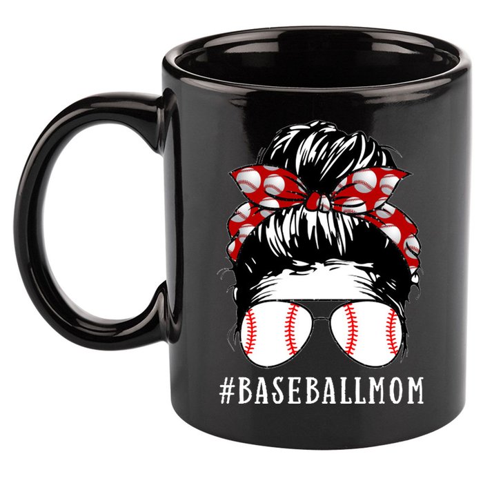 Messy Bun Baseball Mom 11oz C Handle Ceramic Mug
