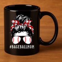 Messy Bun Baseball Mom 11oz C Handle Ceramic Mug