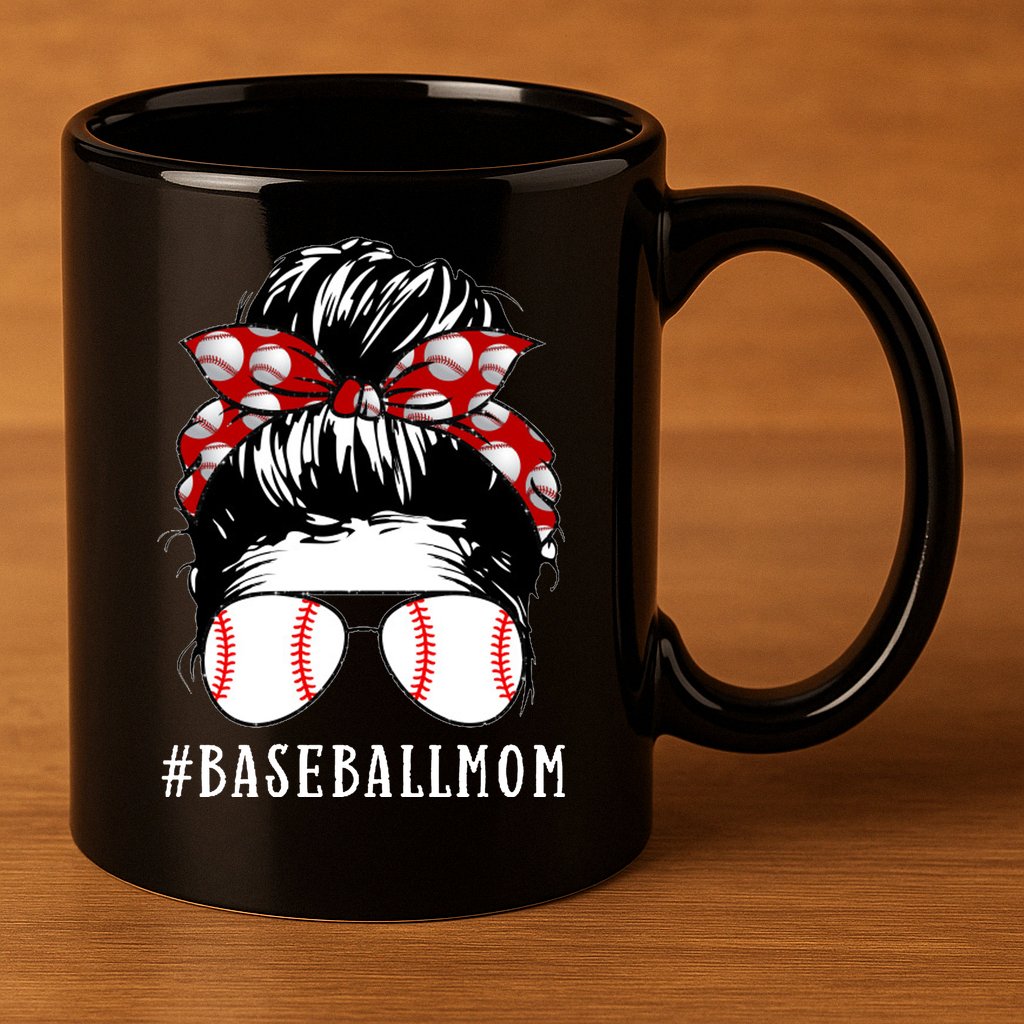 Messy Bun Baseball Mom 11oz C Handle Ceramic Mug