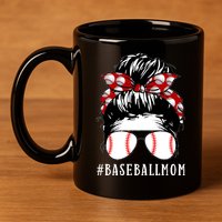 Messy Bun Baseball Mom 11oz C Handle Ceramic Mug