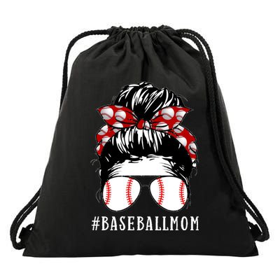 Messy Bun Baseball Mom Drawstring Bag