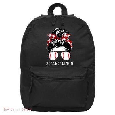Messy Bun Baseball Mom 16 in Basic Backpack