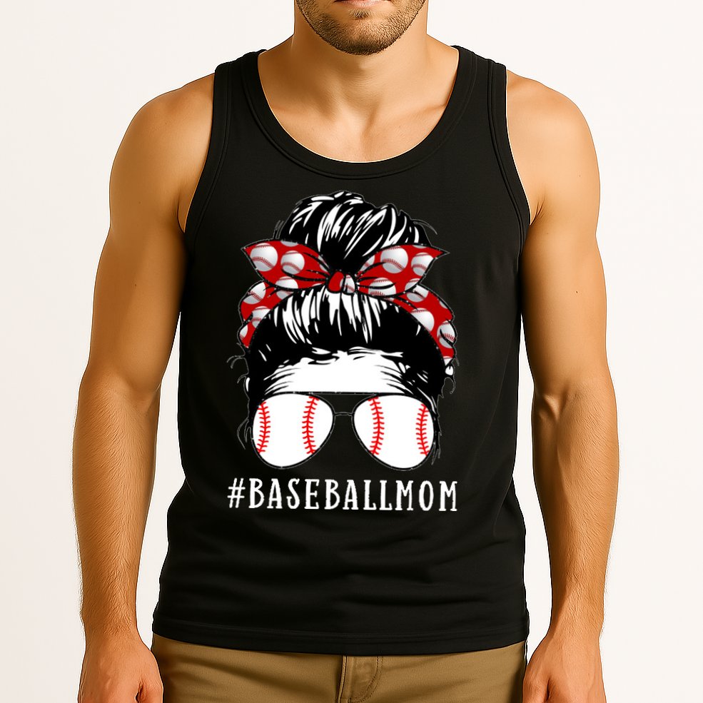 Messy Bun Baseball Mom Tank Top
