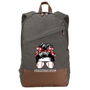 Messy Bun Baseball Mom Cotton Canvas Backpack