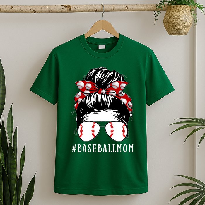 Messy Bun Baseball Mom T-Shirt