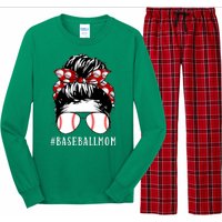 Messy Bun Baseball Mom Long Sleeve Pajama Set