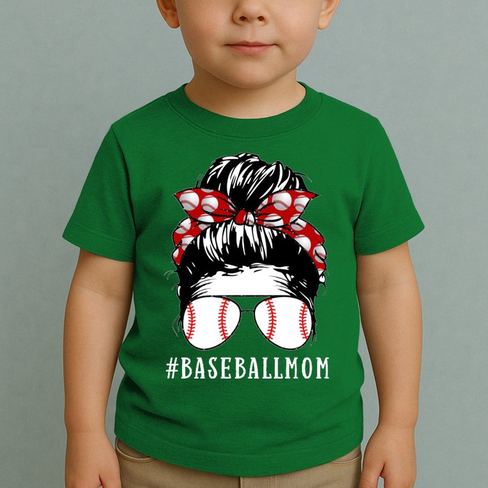 Messy Bun Baseball Mom Toddler T-Shirt