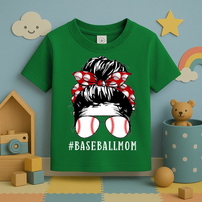 Messy Bun Baseball Mom Toddler T-Shirt