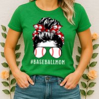 Messy Bun Baseball Mom Womens T-Shirt