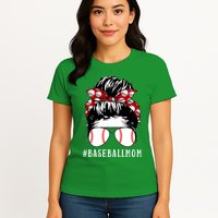 Messy Bun Baseball Mom Womens T-Shirt