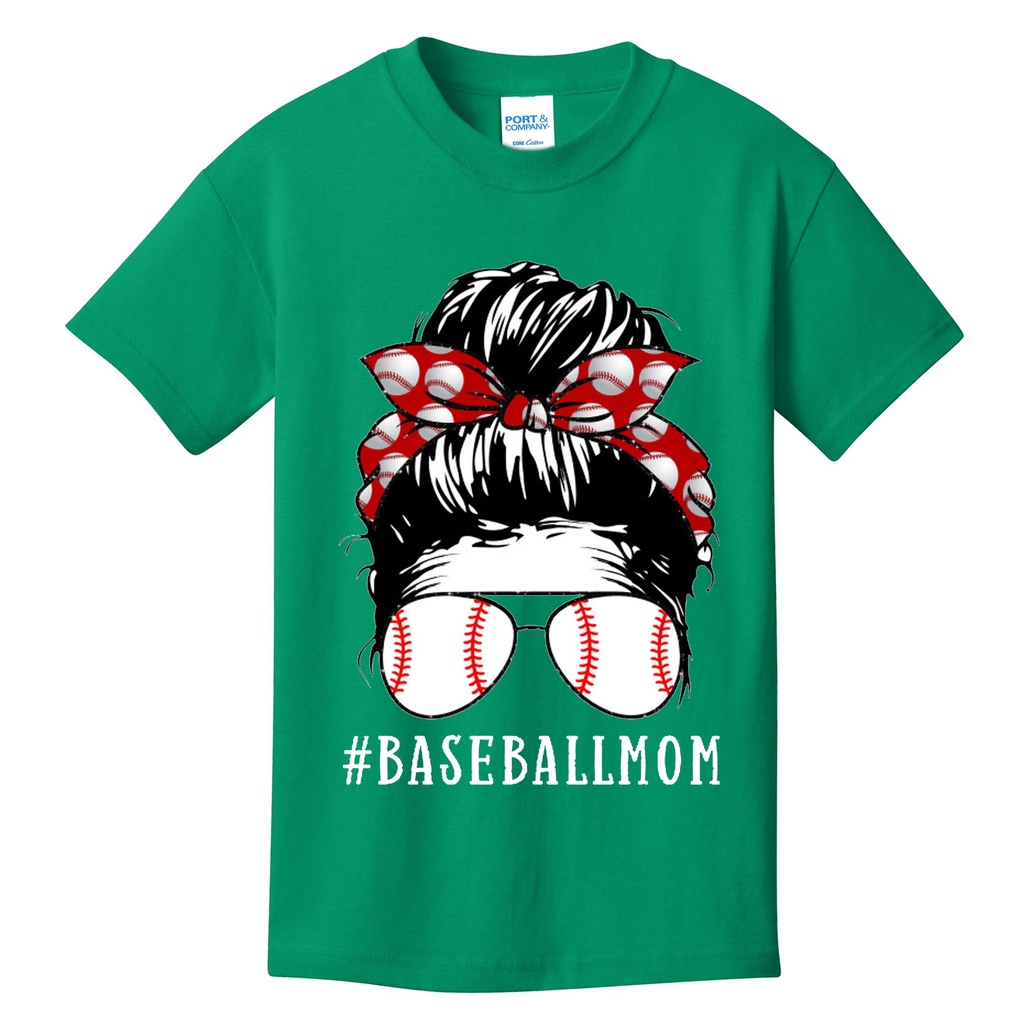 Messy Bun Baseball Mom Kids T-Shirt