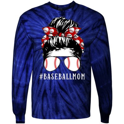 Messy Bun Baseball Mom Tie-Dye Long Sleeve Shirt