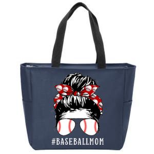 Messy Bun Baseball Mom Zip Tote Bag