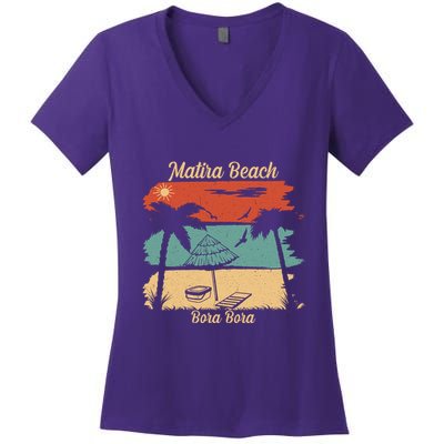 Matira Beach Bora Bora Women's V-Neck T-Shirt