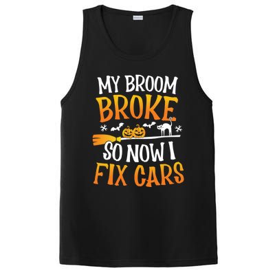 My Broom Broke So Now I Fix Cars Funny Halloween Costume Gift PosiCharge Competitor Tank