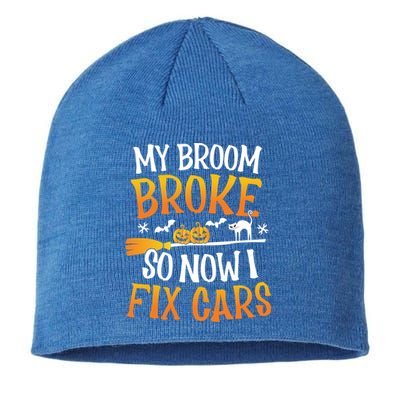 My Broom Broke So Now I Fix Cars Funny Halloween Costume Gift Sustainable Beanie