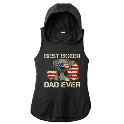 Men Best Boxer Dad Ever Dog Lover American Flag Gift Ladies PosiCharge Tri-Blend Wicking Draft Hoodie Tank