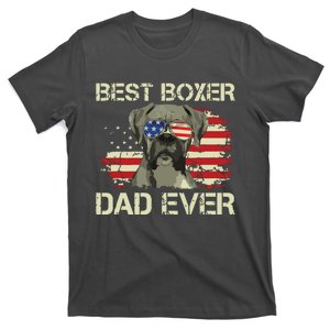 Men Best Boxer Dad Ever Dog Lover American Flag Gift T-Shirt