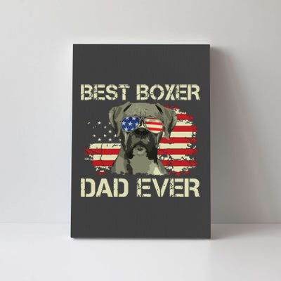 Men Best Boxer Dad Ever Dog Lover American Flag Gift Canvas