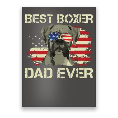 Men Best Boxer Dad Ever Dog Lover American Flag Gift Poster